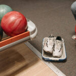 bowling shoe being tied